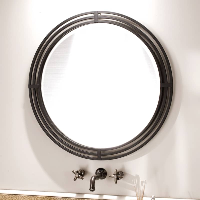 Native Trails Asana Circular 31"H x 31"W Beveled Steel Mirror