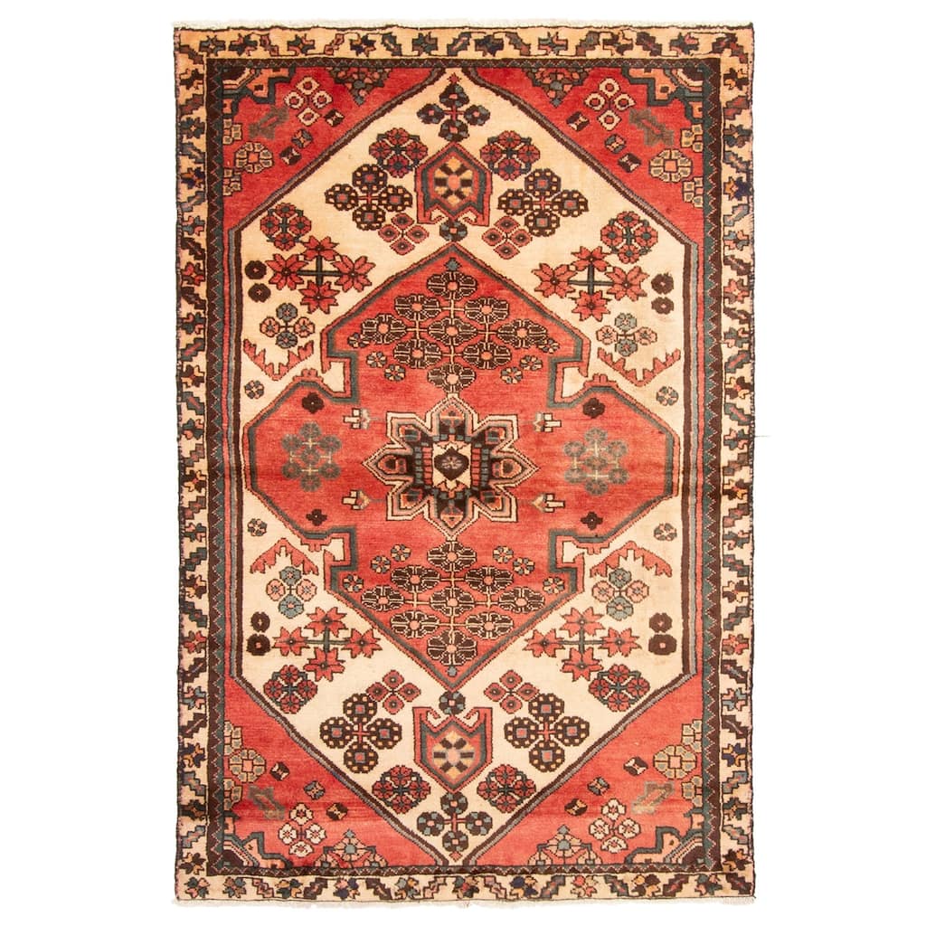 ECARPETGALLERY Hand-knotted Andelz Red Wool Rug - 3'3 x 4'11
