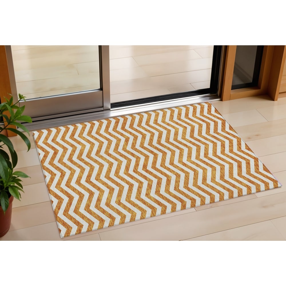 HomeRoots Chevron Transitional Rectangle Outdoor Rug