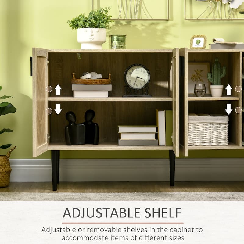 HOMCOM 61.5"L Buffet Cabinet, Rustic Sideboard with Adjustable Shelves