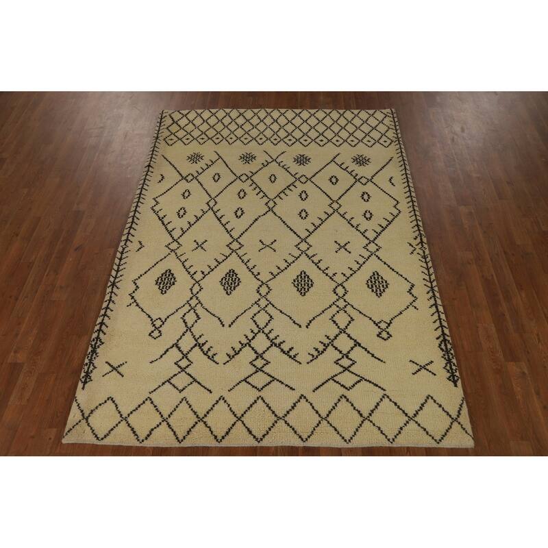 Trellis Moroccan Oriental Area Rug Handmade Bedroom Wool Carpet - 5'6" x 7'10"