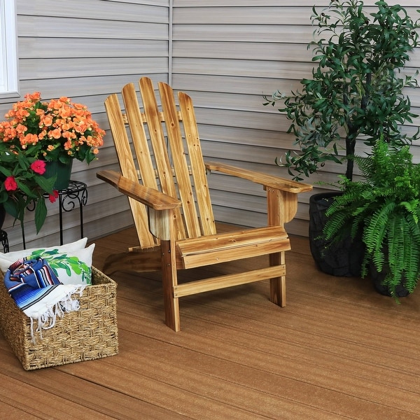 Sunnydaze Rustic Wooden Adirondack Chair with Light Charred Finish - 1
