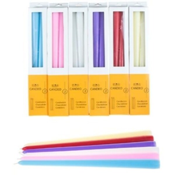 12-Piece of 12" Unscented Taper Candles - Assorted - 60 Units