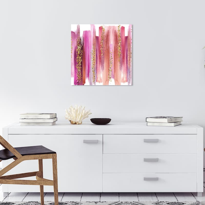 Wynwood Studio Canvas Abstract Inspiring Pink Swatches Pink and Metallic Gold Glam Wall Art Canvas Print - 20 x 20