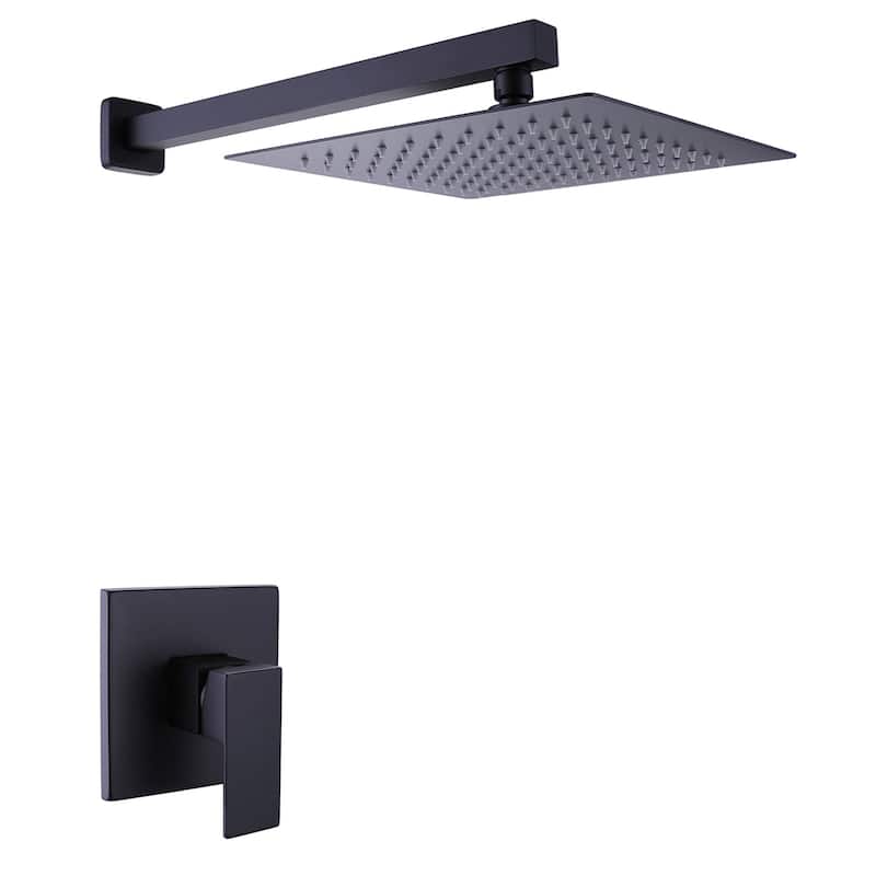 Matte Black 1-Spray Built-In Shower System - Shower Head(stainless steel) Size: 10*10 inch