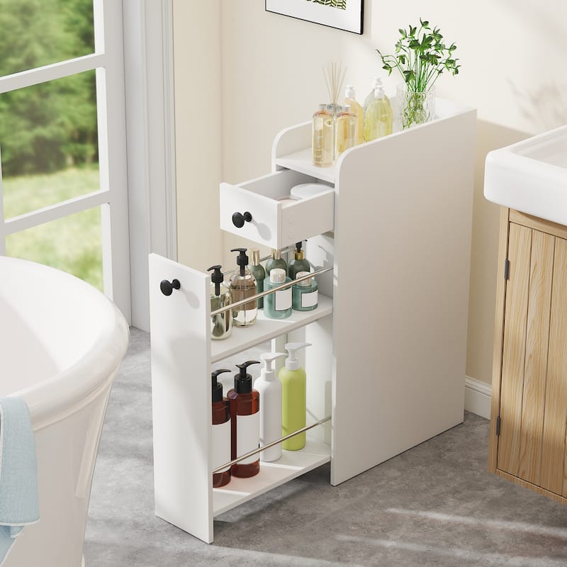Gymax Small Bathroom Storage Cabinet 4-Tier Narrow Toilet Side Storage