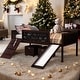 preview thumbnail 1 of 9, Twin size Loft Bed Wood Bed with Double-sided Chalkboard, Espresso