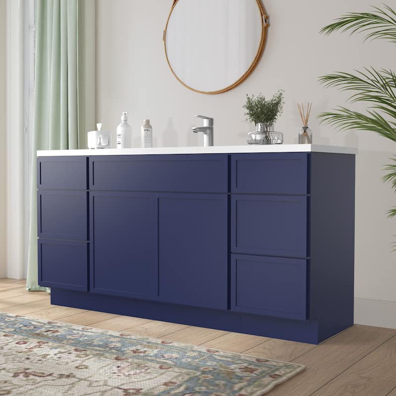 Vanity Art 63" Birch Freestanding Bathroom Vanity Cabinet without Top