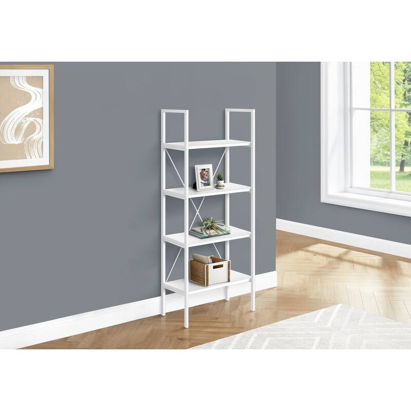 Modern 4 Tier Bookshelf, Contemporary 48"H Metal Frame Bookcase, for Living room Office, Bedroom