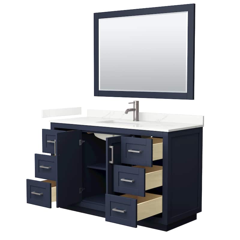 Miranda 54-inch Single Vanity, Quartz Top, 46-inch Mirror
