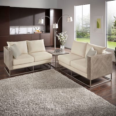 Lecce Upholstered Square Arm Square Sofa Set with Pillow by iNSPIRE Q Modern
