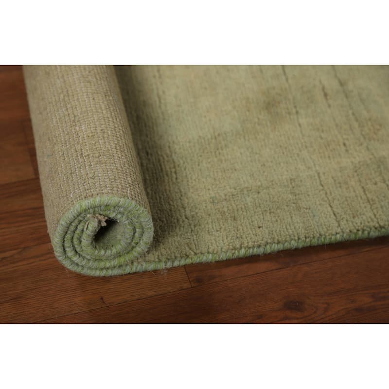 Gabbeh Modern Foyer Rug Handmade Green Accent Wool Carpet - 2'8"x 4'1"
