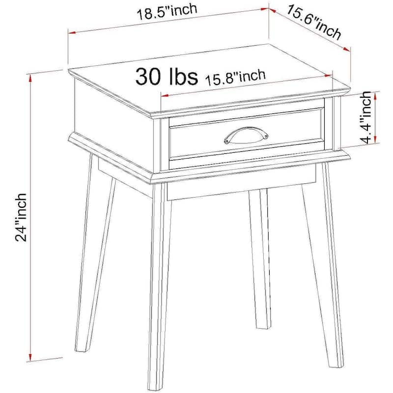 Caffoz Tall Side End Table with Fully Extended Drawer and USB Hub