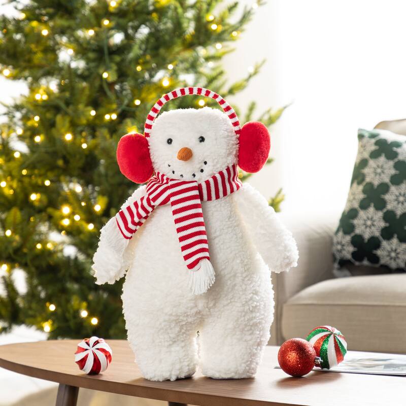 Glitzhome Fabric Christmas Yeti Snowman Highland Cow Shelf Sitters or Standing Figurines Decor