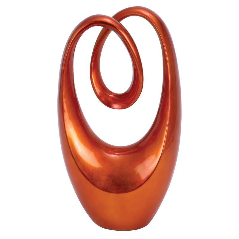 Artistic Polystone Swirl Abstract Sculpture - Orange or Red