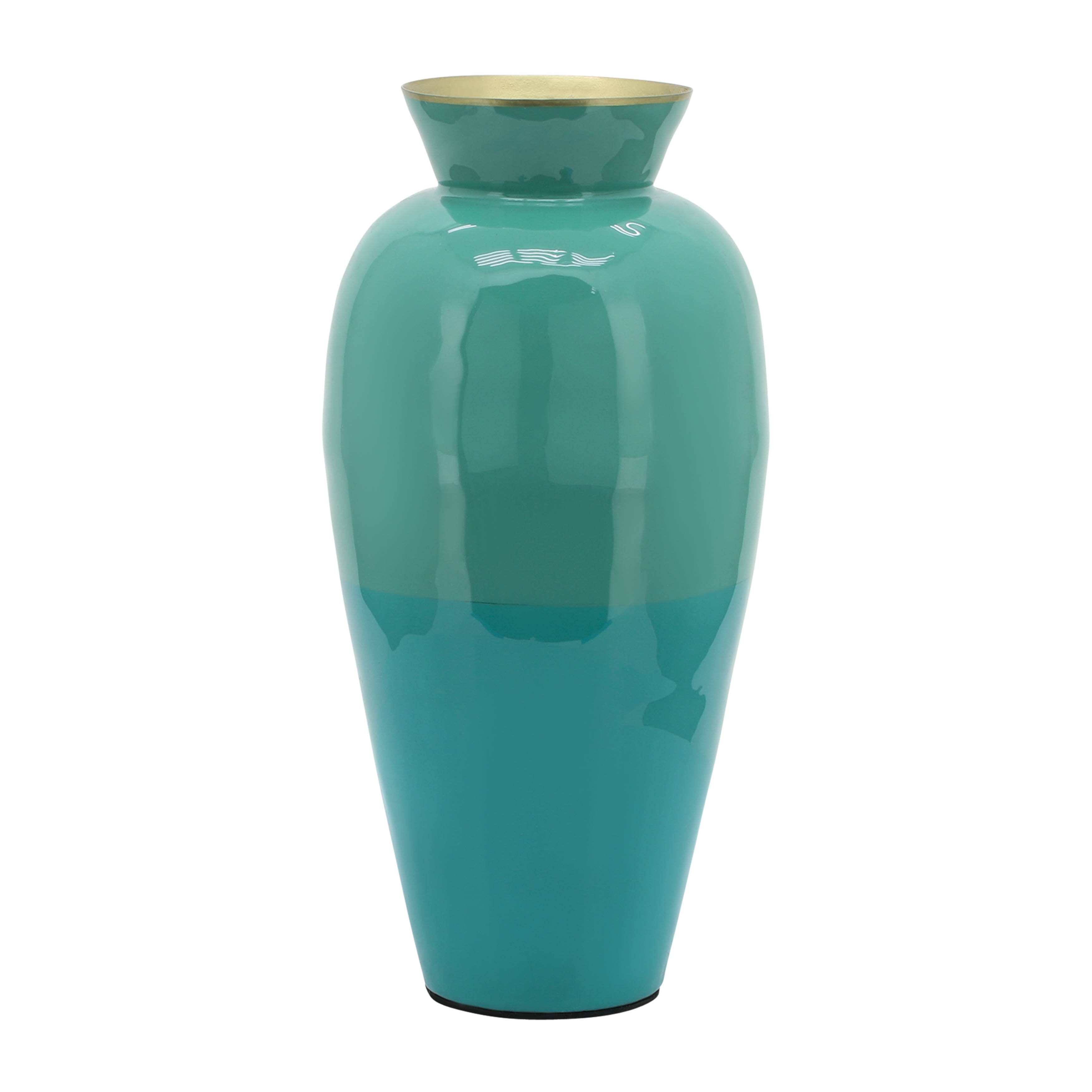 Metal Modern Vessel Tapered Floral Vase - Green