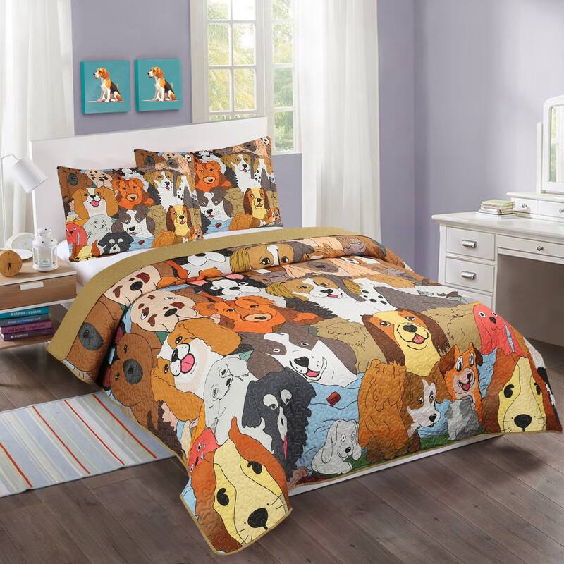 MarCielo Kids Quilt Bedspread Set Dog WX200 - Full