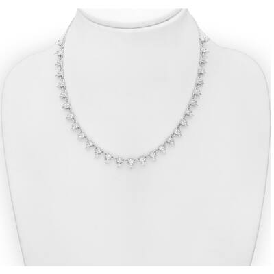 Sterling Silver & Cubic Zirconia Teardrop Tennis Necklace - White