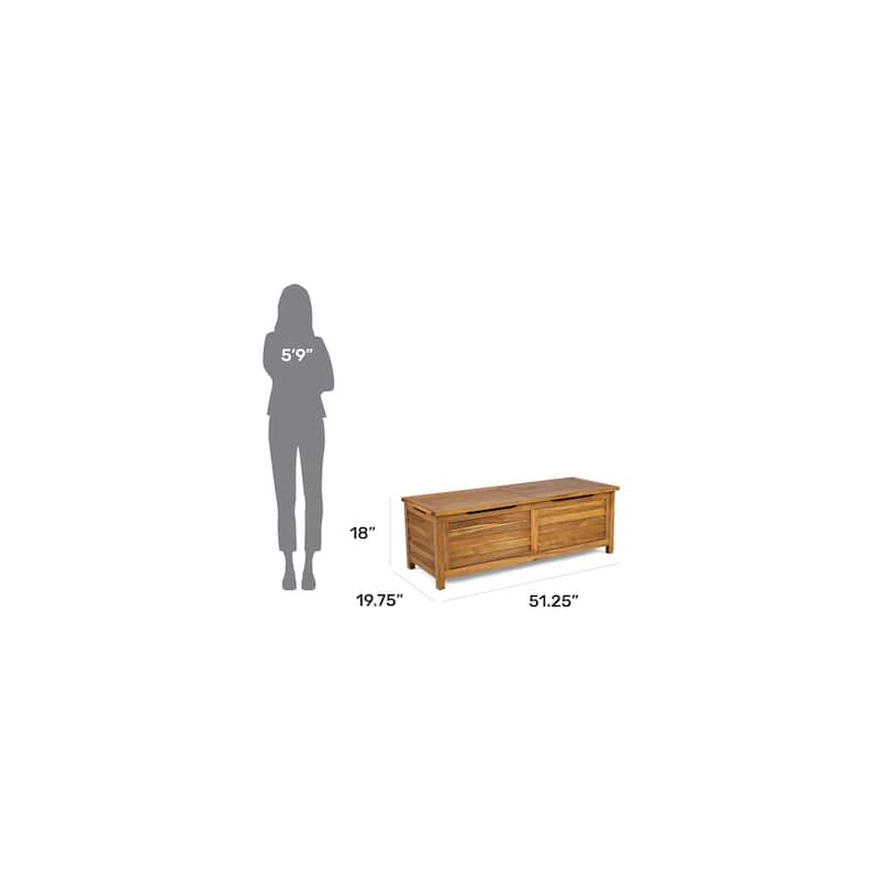 Maho Outdoor Golden Teak Storage 51" Deck Box made from Water-Resistant Acacia Wood