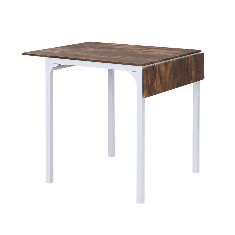 Metal Frame Kitchen Set Drop Leaf Dining Table Set with 4 Chairs