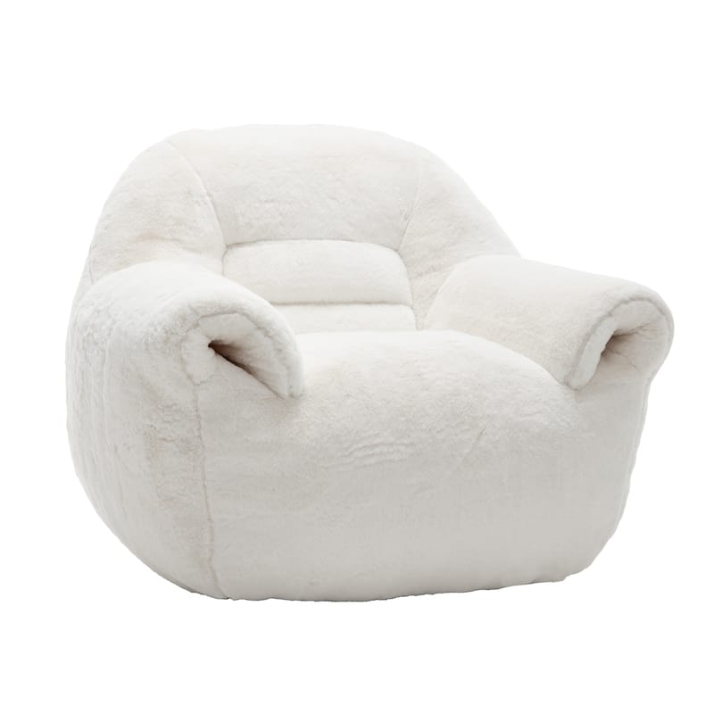 Comfy Bean Bag Sofa With Back Support, Faux Fur Bean Bag Chair For Adults And Kids