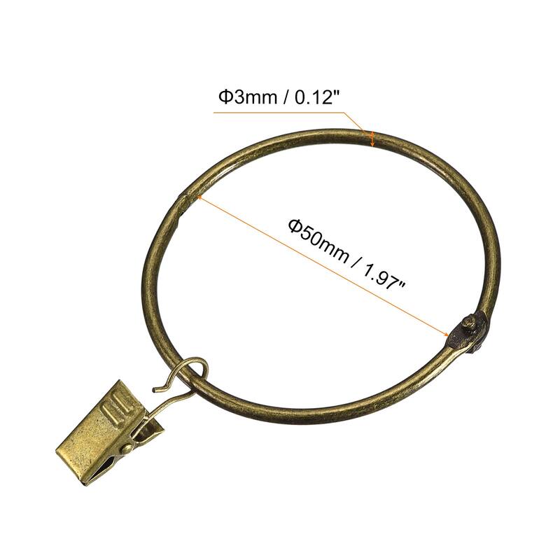 Curtain Rings with Clips, 14pcs - Curtain Clip Rings Hooks - Bronze - 2 Inch