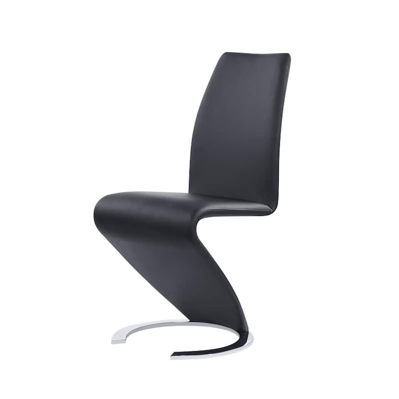 HomeRoots Set of Two Black and Silver Upholstered Faux Leather Dining Parsons Chairs