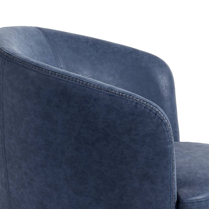 Modern Upholstery Barrel Swivel Chair Faux Leather