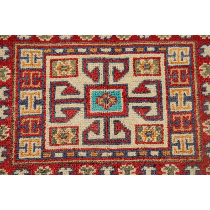 Turquoise Blue Kazak Accent Rug Handmade Wool Carpet - 3'4" x 5'1"