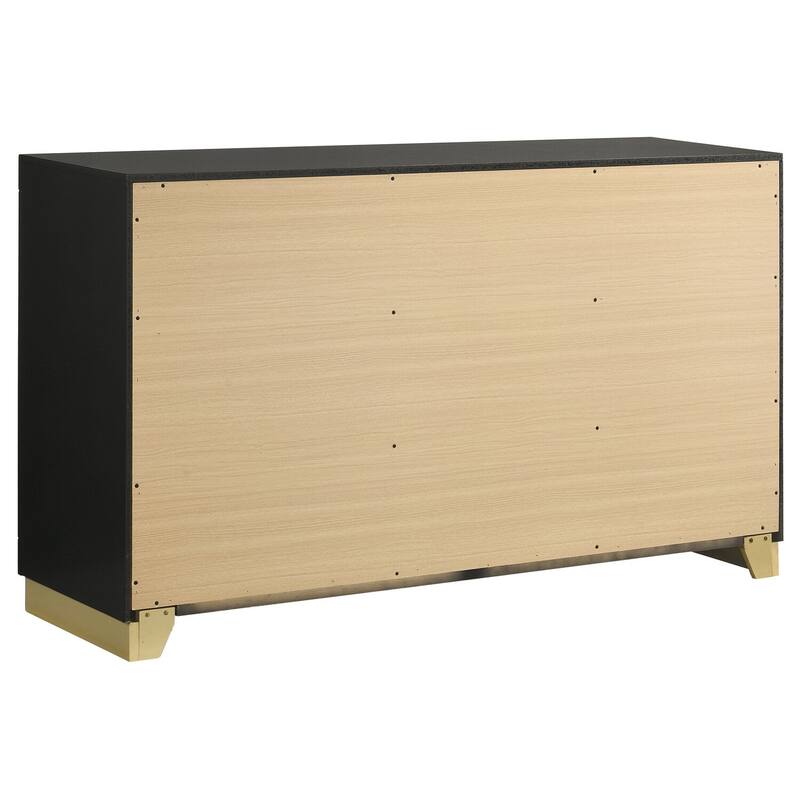 6-Drawer Black Dresser with Sleek Modern Styling, Smooth Glide Drawers, and Spacious Storage for Bedroom Needs
