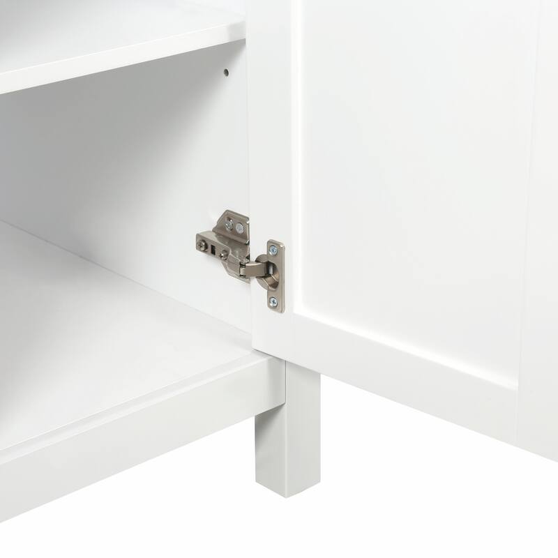 59.3" Modern Double Sink Bathroom Vanity with SMC Sinks, Solid Wood Frame, Soft-Close Doors & Drawers, Adjustable U-Shaped Shelf