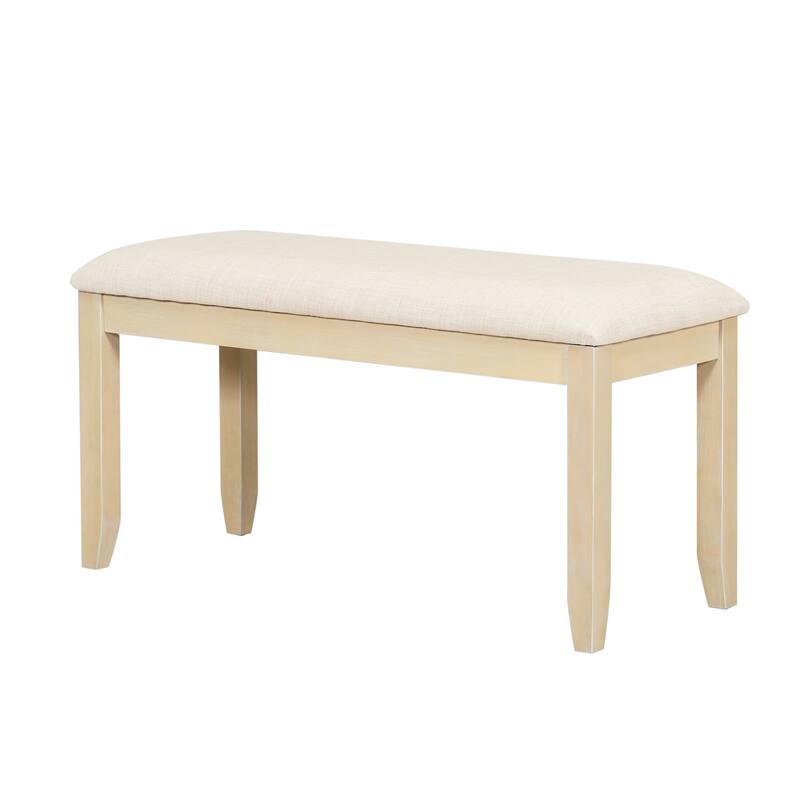 78" Rectangular Pedestal Dining Table Set with Removable 18" Leaf, Dining Bench & 4 Upholstered Chairs for 6 - Modern Design
