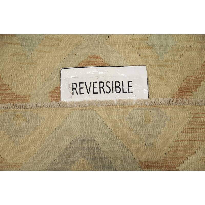 Hand Woven Oriental 100% Wool Carpet Southwestern Tribal Beige & Ivories Kilim Area Rug - 4' 10'' X 3' 3''