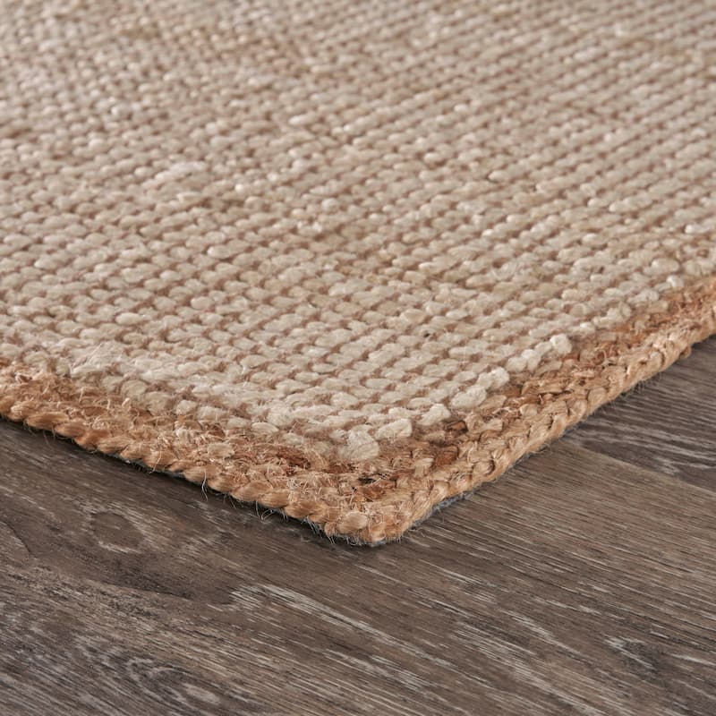 Sevita Nevaeh Farmhouse Brown/Ivory Geometric Hand-Woven Jute Indoor Area Rug