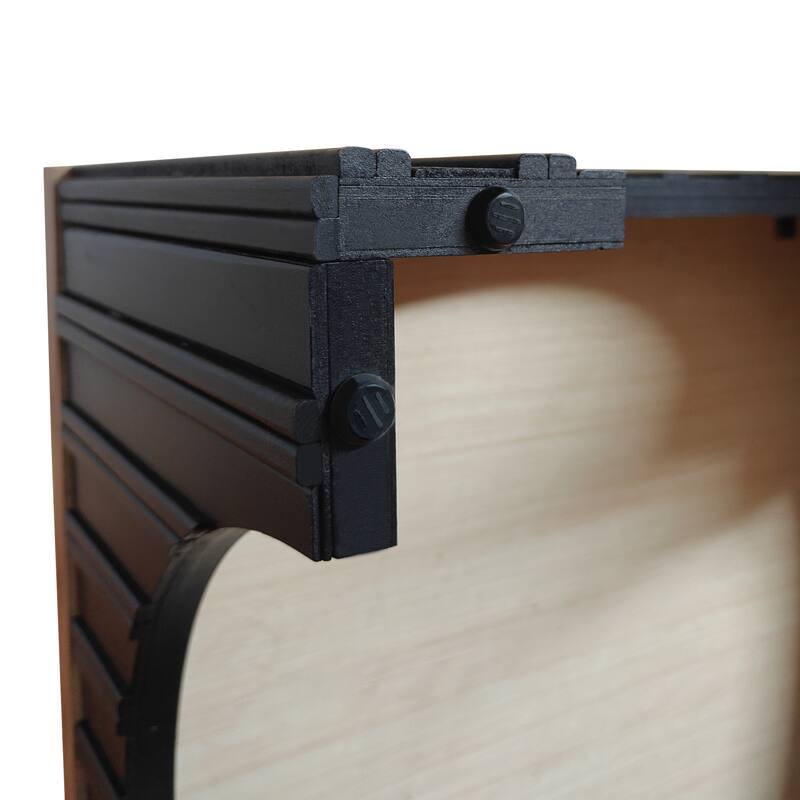 Modern Rustic Wooden Coffee Table with Black Base - Solid Wood Top and Arch Design Legs, Perfect for Living Room, Office