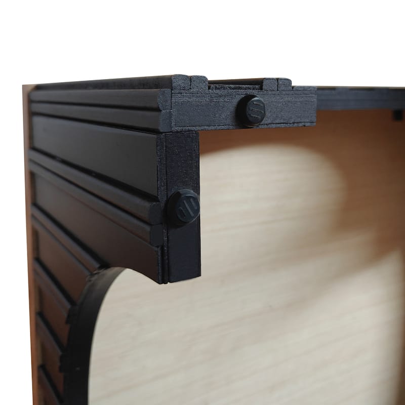 Modern Rustic Wooden Coffee Table with Black Base - Solid Wood Top and Arch Design Legs