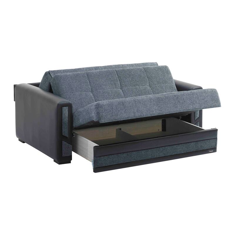 Collection Upholstered Convertible Loveseat With Storage - Black+ Grey