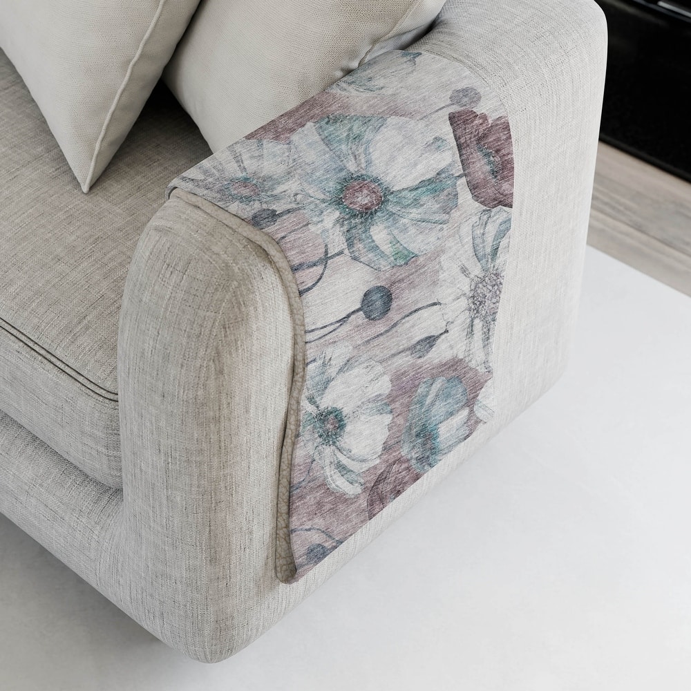 Premium Machine Washable Modern Floral Sherpa Throw Blanket