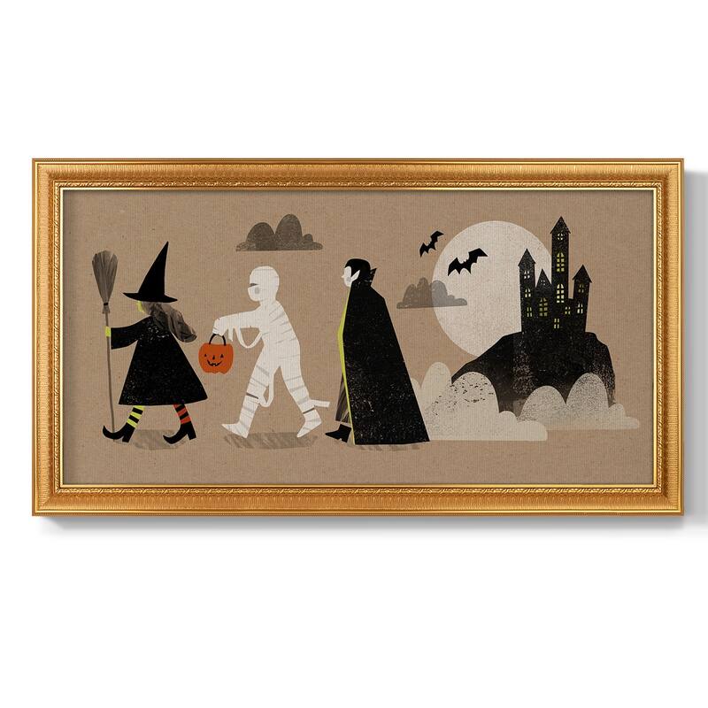 Graphic Halloween Collection D Premium Framed Canvas- Ready to Hang - 22x42 - Gold