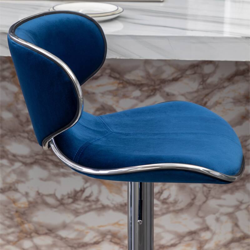 Roundhill Furniture Masaccio Velvet Upholstered Adjustable Swivel Barstool, Set of 2