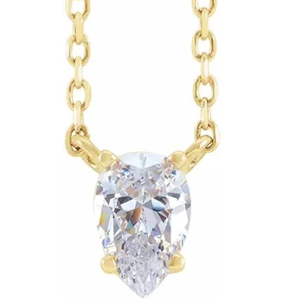 Bliss Diamond 1Ct Pear Shape Diamond Solitaire Floating Pendant Yellow Gold Necklace Lab Grown