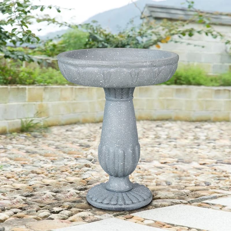 21.2 Inch Tall Handmade Concrete Birdbath Elegant Outdoor Garden Decor