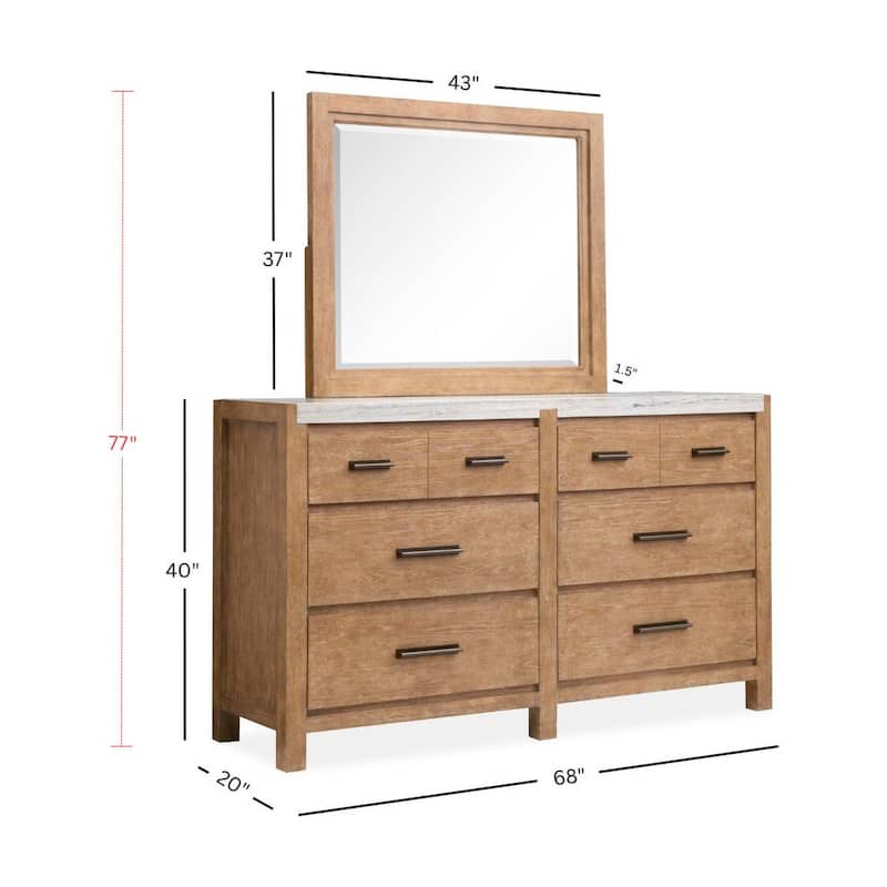 Magnussen Home Plum Creek Sierra Brown Drawer Dresser with Landscape Mirror