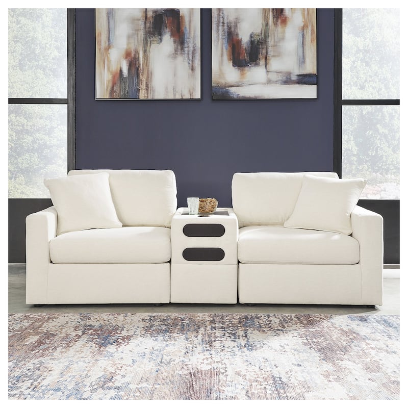 Signature Design by Ashley Modmax 3-Piece Sectional with Audio Console - 93" W x 37" D x 36" H - Beige