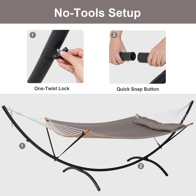 Portable Freestanding Hammock with Curved Stand for Outside