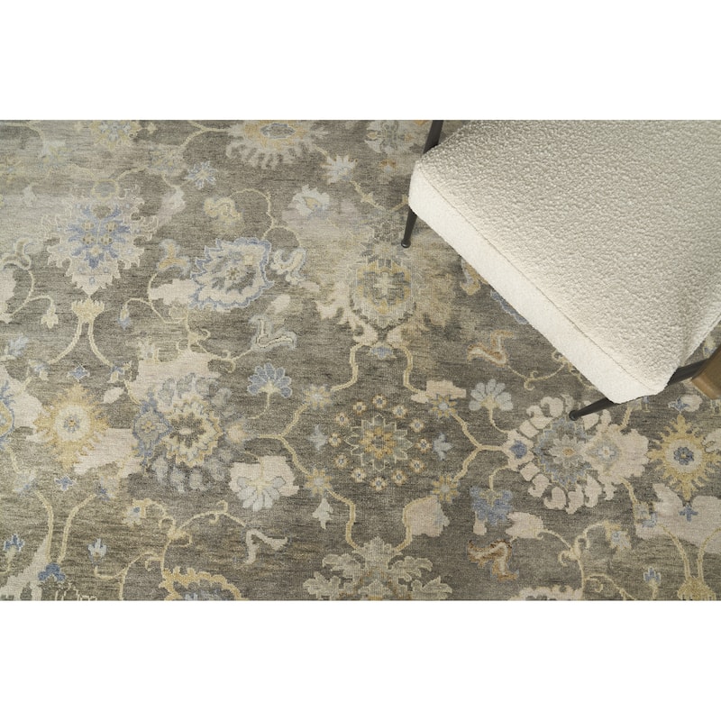 EXQUISITE RUGS Essex Hand-knotted New Zealand Wool Brown/Ivory/Rust Area Rug.