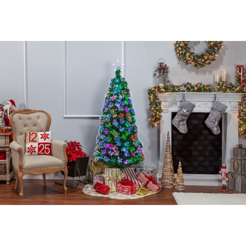 6 Foot High Fiber Optic Color Changing Tree - N/A