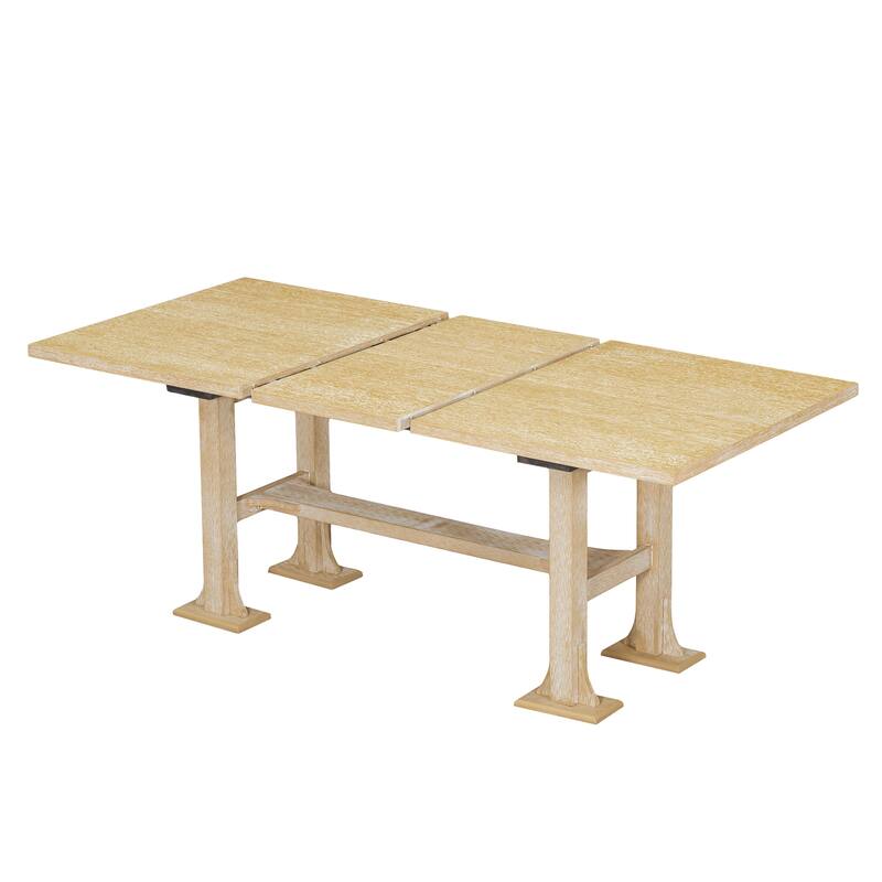 6-Piece Extendable Dining Table Set, Farmhouse Kitchen Table Set with Removable Leaf and Upholstered Dining Chair and Bench