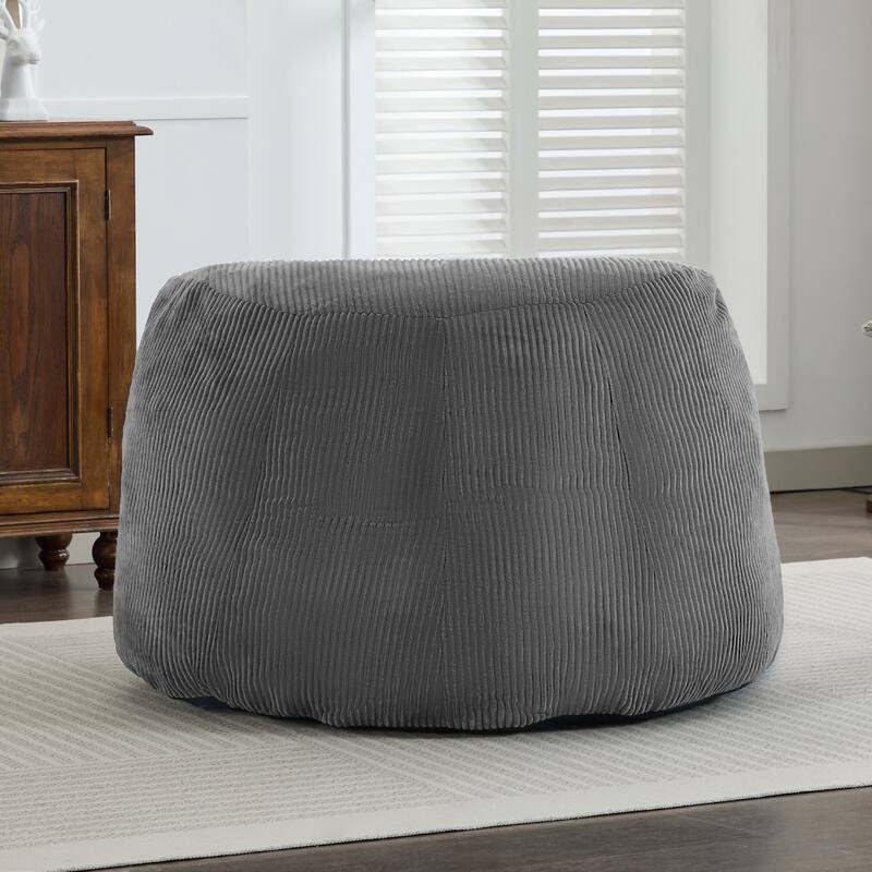 Corduroy Bean Bag Chair with Wide Backrest