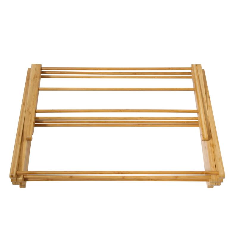 Gibson Home Foldable Bamboo Drying Rack for Clothes & Towels - 2-Tier Collapsible Laundry Drying Rack for Indoor & Outdoor Use